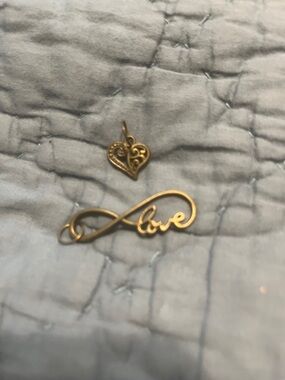 Brass Infinity 'Love' & Filigree Heart Charms